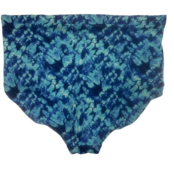 Swimsuits For All Women's Plus Size Shirred High Waist Swim Brief in Blue - Picture 2 of 10